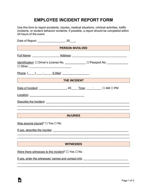 Employee Incident Report Template - 10+ Free PDF, Word Documents